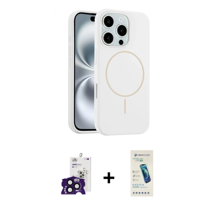 MARSİLYAN™- iPhone 16 Pro Max Kılıf Yankı Form Serisi - Şeffaf Pasifik Cam Ekran Koruyucu + Bilvis Titan Kamera Lens - SH