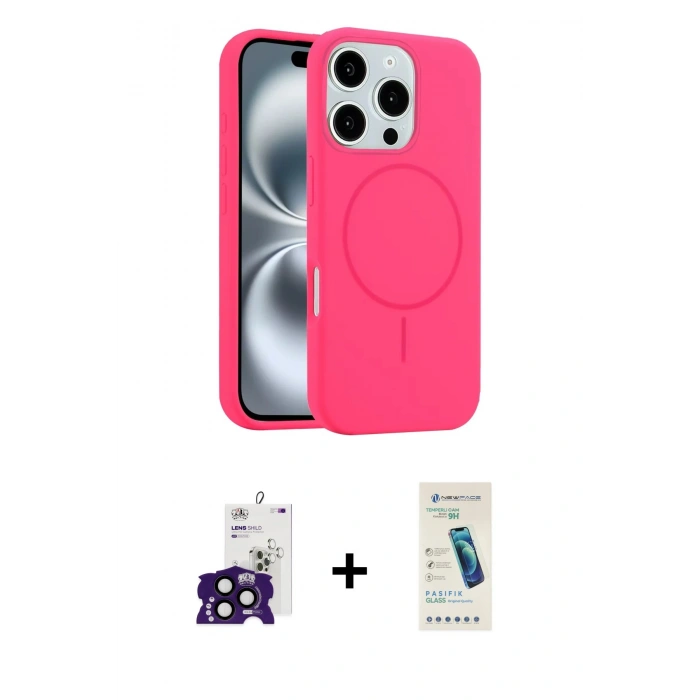 MARSİLYAN™- iPhone 16 Pro Max Kılıf Yankı Form Serisi - Şeffaf Pasifik Cam Ekran Koruyucu + Bilvis Titan Kamera Lens - SH