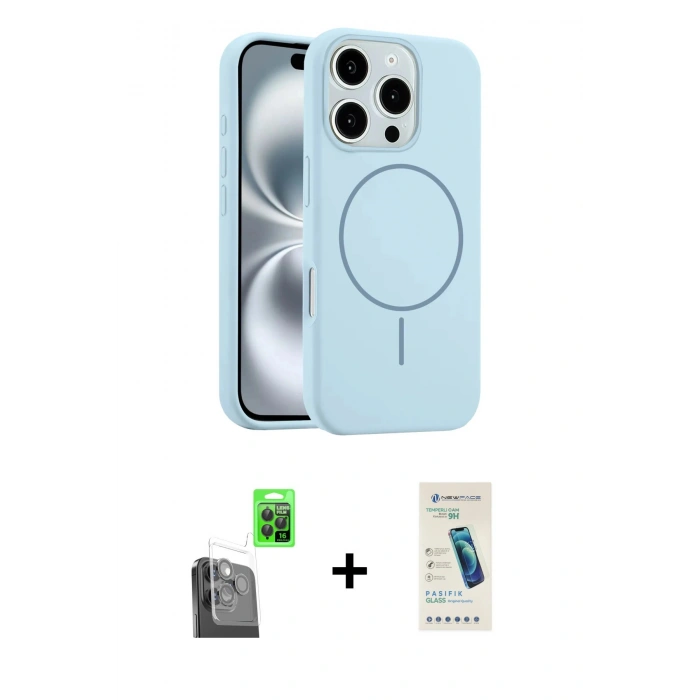 MARSİLYAN™- iPhone 16 Pro Max Kılıf Yankı Form Serisi - Şeffaf Pasifik Cam Ekran Koruyucu + Siyah Raze Metal Kamera Lens