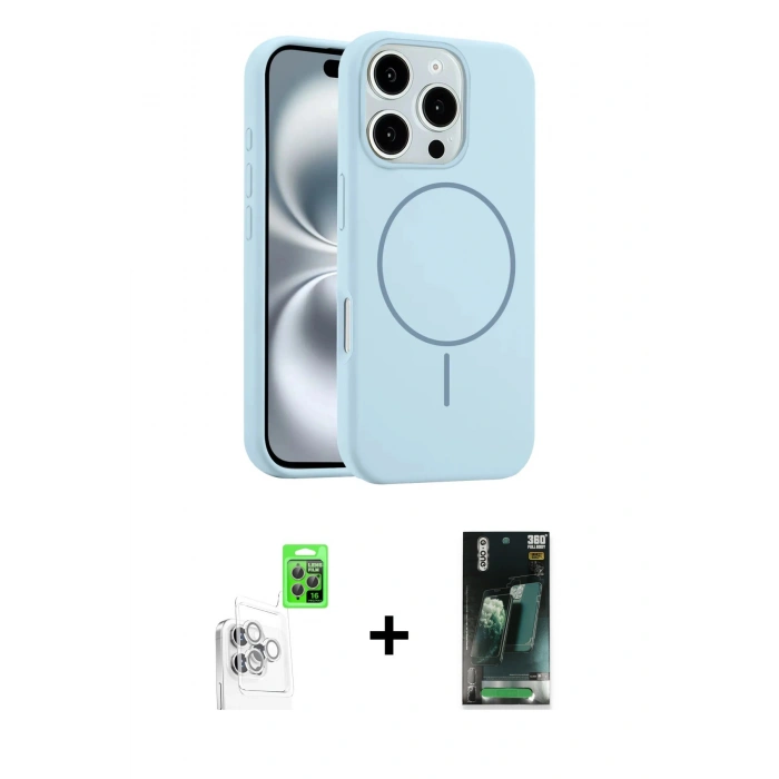 MARSİLYAN™- iPhone 16 Pro Max Kılıf Yankı Form Serisi - Siyah 360 Mat Full Body Arka Koruyucu + Beyaz Raze Metal Kamera Lens