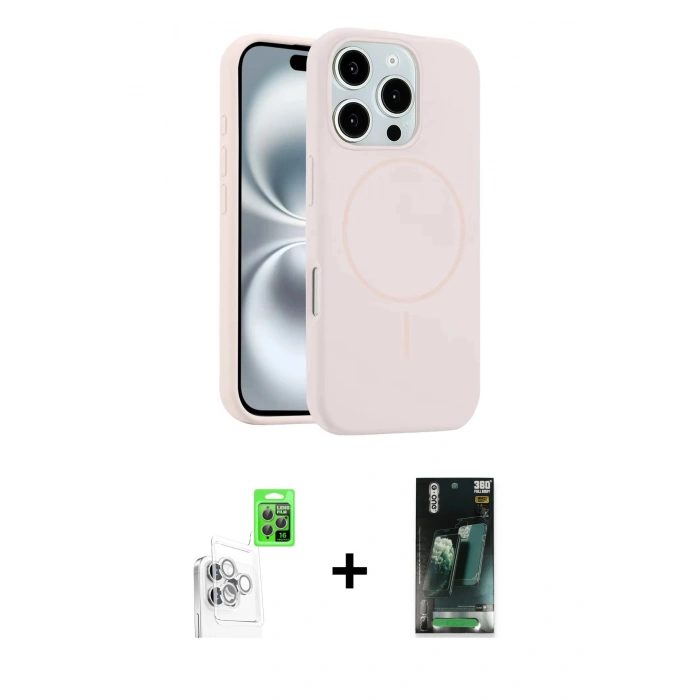 MARSİLYAN™- iPhone 16 Pro Max Kılıf Yankı Form Serisi - Siyah 360 Mat Full Body Arka Koruyucu + Beyaz Raze Metal Kamera Lens