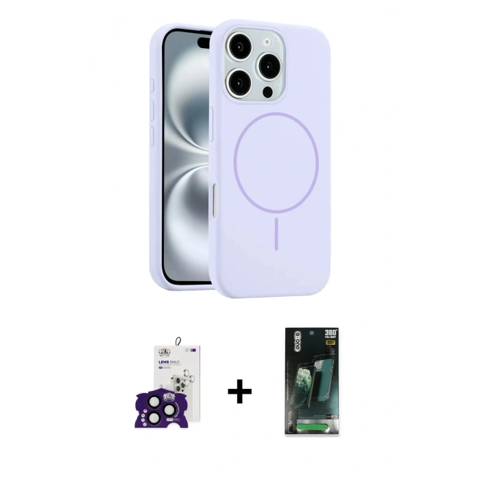 MARSİLYAN™- iPhone 16 Pro Max Kılıf Yankı Form Serisi - Siyah 360 Mat Full Body Arka Koruyucu + Bilvis Titan Kamera Lens - SH