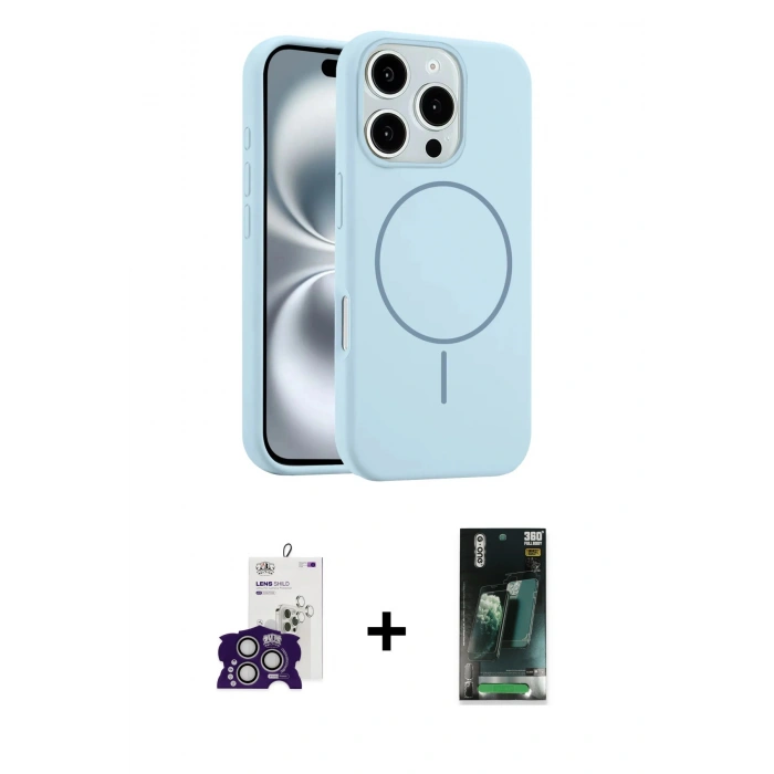 MARSİLYAN™- iPhone 16 Pro Max Kılıf Yankı Form Serisi - Siyah 360 Mat Full Body Arka Koruyucu + Bilvis Titan Kamera Lens - GS