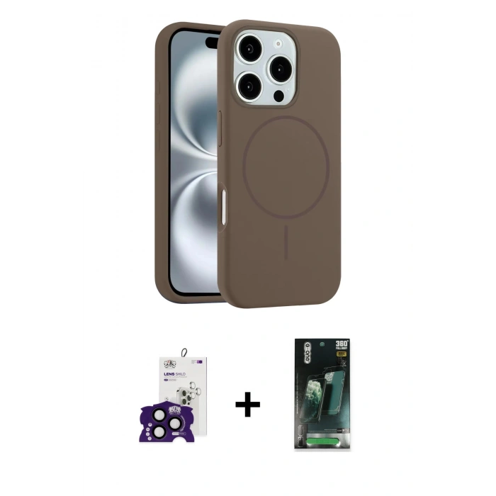 MARSİLYAN™- iPhone 16 Pro Max Kılıf Yankı Form Serisi - Siyah 360 Mat Full Body Arka Koruyucu + Bilvis Titan Kamera Lens - SH