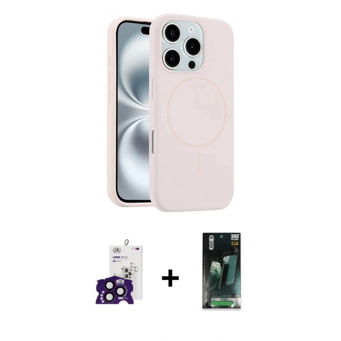 MARSİLYAN™- iPhone 16 Pro Max Kılıf Yankı Form Serisi - Siyah 360 Mat Full Body Arka Koruyucu + Bilvis Titan Kamera Lens - SH