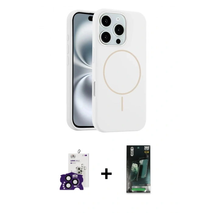 MARSİLYAN™- iPhone 16 Pro Max Kılıf Yankı Form Serisi - Siyah 360 Mat Full Body Arka Koruyucu + Bilvis Titan Kamera Lens - SH