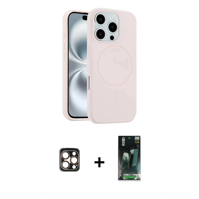 MARSİLYAN™- iPhone 16 Pro Max Kılıf Yankı Form Serisi - Siyah 360 Mat Full Body Arka Koruyucu + PVD Metal Kamera Lens - GD