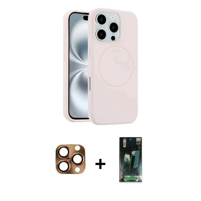 MARSİLYAN™- iPhone 16 Pro Max Kılıf Yankı Form Serisi - Siyah 360 Mat Full Body Arka Koruyucu + Pers Alüminyum Kamera Lens - CLTM