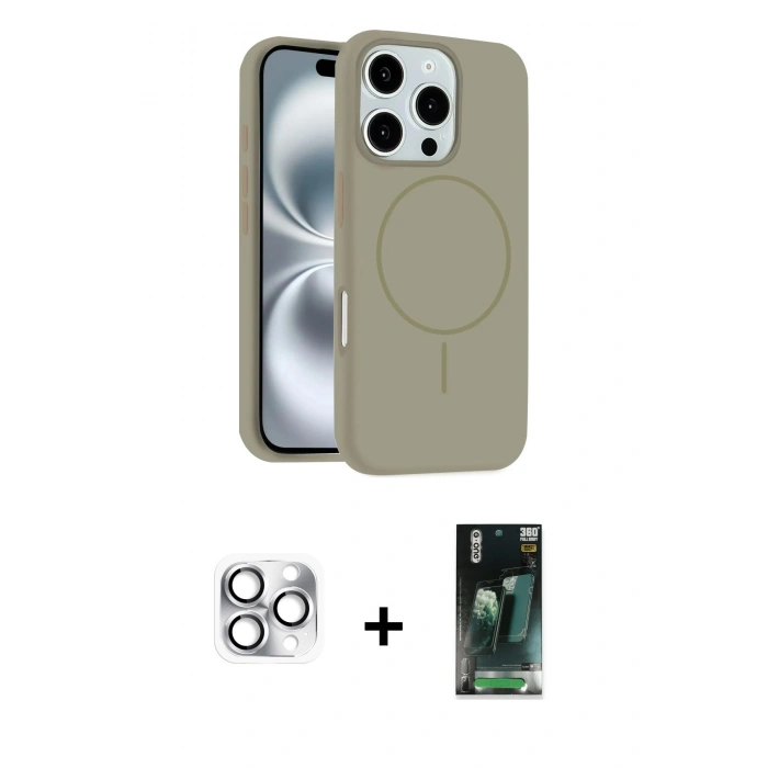 MARSİLYAN™- iPhone 16 Pro Max Kılıf Yankı Form Serisi - Siyah 360 Mat Full Body Arka Koruyucu + Pers Alüminyum Kamera Lens - GS