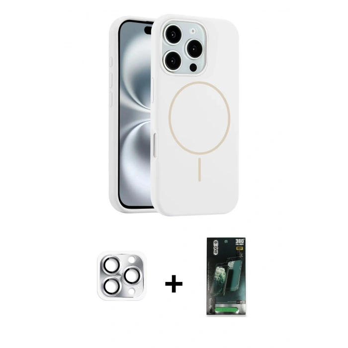 MARSİLYAN™- iPhone 16 Pro Max Kılıf Yankı Form Serisi - Siyah 360 Mat Full Body Arka Koruyucu + Pers Alüminyum Kamera Lens - GS