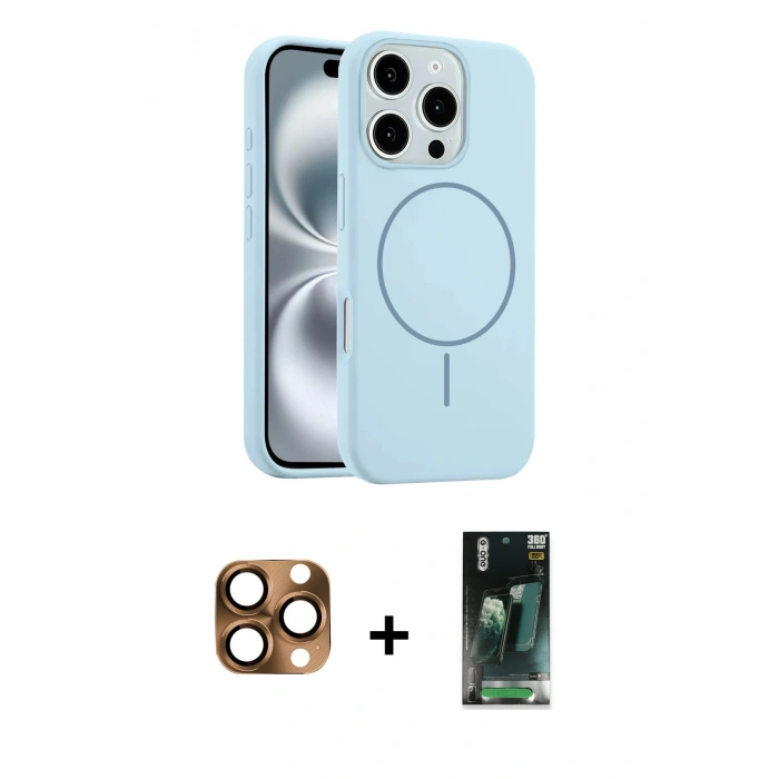 MARSİLYAN™- iPhone 16 Pro Max Kılıf Yankı Form Serisi - Siyah 360 Mat Full Body Arka Koruyucu + Pers Alüminyum Kamera Lens - CLTM