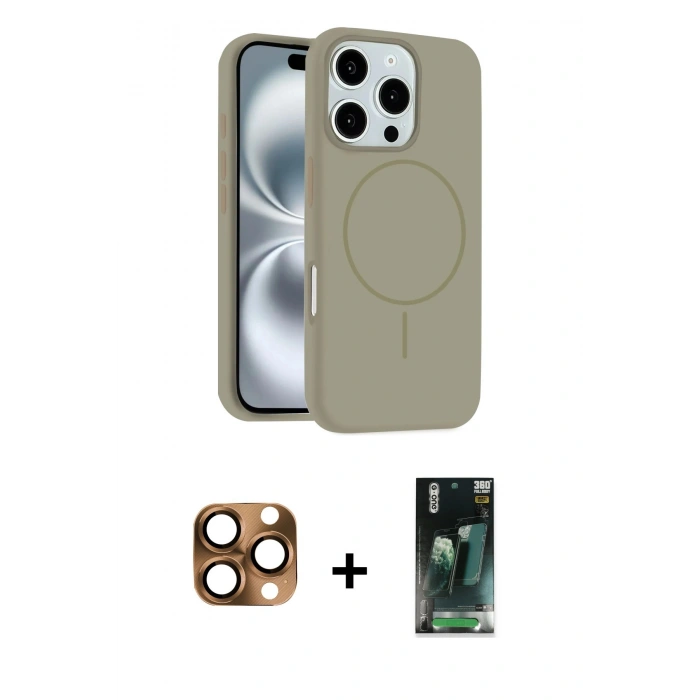 MARSİLYAN™- iPhone 16 Pro Max Kılıf Yankı Form Serisi - Siyah 360 Mat Full Body Arka Koruyucu + Pers Alüminyum Kamera Lens - CLTM