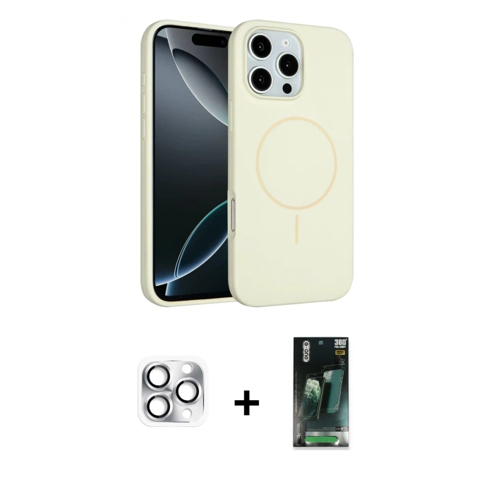 MARSİLYAN™- iPhone 16 Pro Max Kılıf Yankı Form Serisi - Siyah 360 Mat Full Body Arka Koruyucu + Pers Alüminyum Kamera Lens - GS