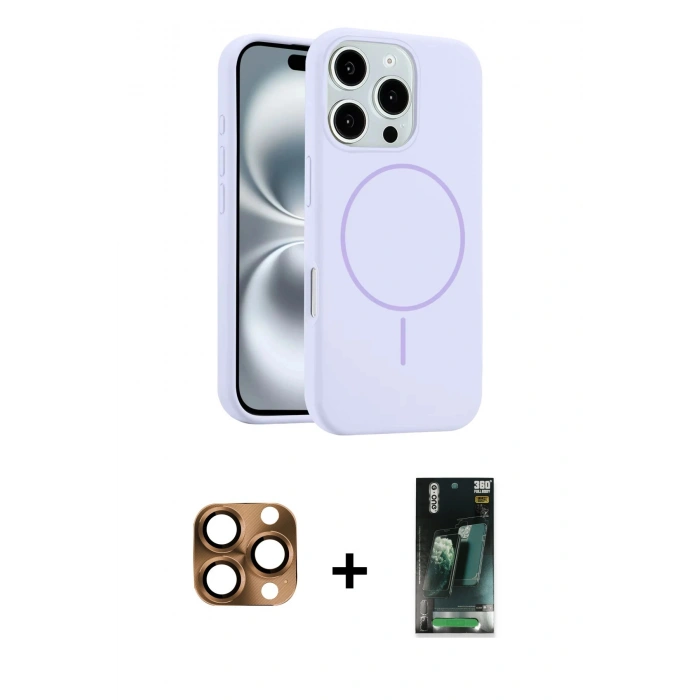 MARSİLYAN™- iPhone 16 Pro Max Kılıf Yankı Form Serisi - Siyah 360 Mat Full Body Arka Koruyucu + Pers Alüminyum Kamera Lens - CLTM
