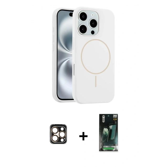 MARSİLYAN™- iPhone 16 Pro Max Kılıf Yankı Form Serisi - Siyah 360 Mat Full Body Arka Koruyucu + PVD Metal Kamera Lens - GD