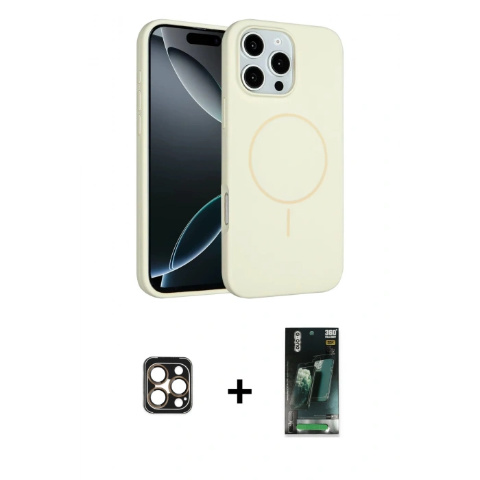 MARSİLYAN™- iPhone 16 Pro Max Kılıf Yankı Form Serisi - Siyah 360 Mat Full Body Arka Koruyucu + PVD Metal Kamera Lens - GD