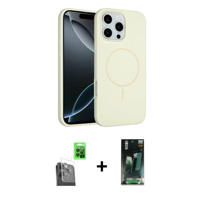 MARSİLYAN™- iPhone 16 Pro Max Kılıf Yankı Form Serisi - Siyah 360 Mat Full Body Arka Koruyucu + Raze Metal Kamera Lens - SH