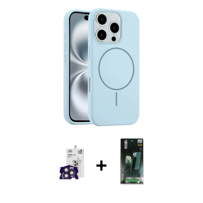 MARSİLYAN™- iPhone 16 Pro Max Kılıf Yankı Form Serisi - Siyah 360 Mat Full Body Arka Koruyucu + Titanyum Gri Bilvis Titan Kamera Lens