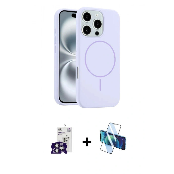 MARSİLYAN™- iPhone 16 Pro Max Kılıf Yankı Form Serisi - Siyah 3D Antistatik Cam Ekran Koruyucu + Bilvis Titan Kamera Lens - TMGI