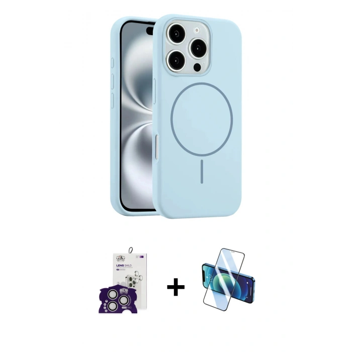 MARSİLYAN™- iPhone 16 Pro Max Kılıf Yankı Form Serisi - Siyah 3D Antistatik Cam Ekran Koruyucu + Bilvis Titan Kamera Lens - GS