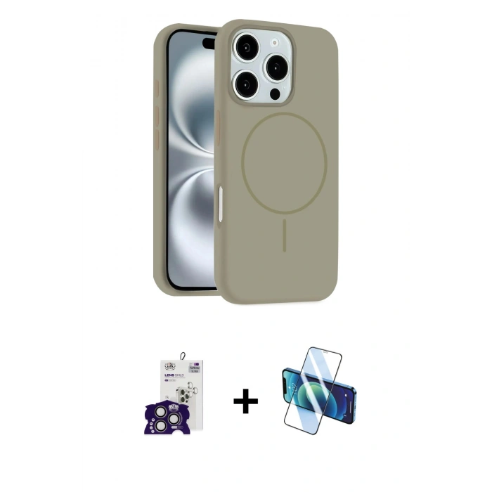 MARSİLYAN™- iPhone 16 Pro Max Kılıf Yankı Form Serisi - Siyah 3D Antistatik Cam Ekran Koruyucu + Bilvis Titan Kamera Lens - TMGI