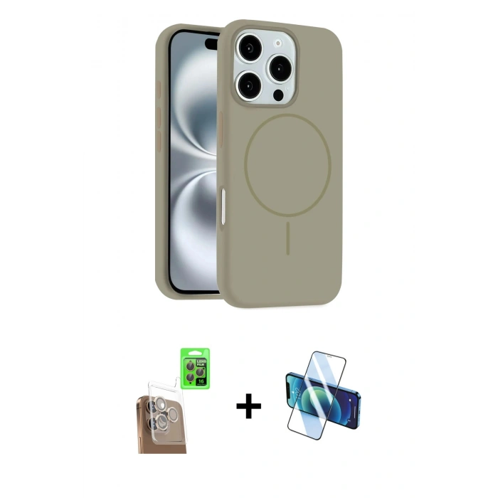 MARSİLYAN™- iPhone 16 Pro Max Kılıf Yankı Form Serisi - Siyah 3D Antistatik Cam Ekran Koruyucu + Raze Metal Kamera Lens - CLTM