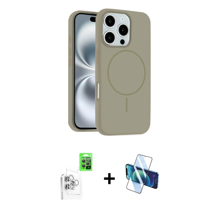 MARSİLYAN™- iPhone 16 Pro Max Kılıf Yankı Form Serisi - Siyah 3D Antistatik Cam Ekran Koruyucu + Raze Metal Kamera Lens - BZ