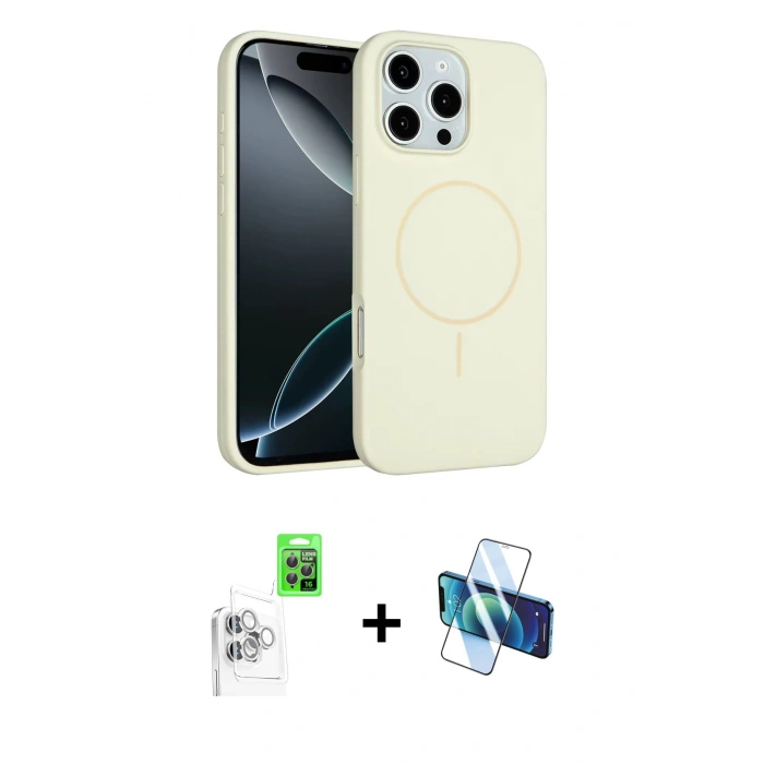 MARSİLYAN™- iPhone 16 Pro Max Kılıf Yankı Form Serisi - Siyah 3D Antistatik Cam Ekran Koruyucu + Raze Metal Kamera Lens - BZ