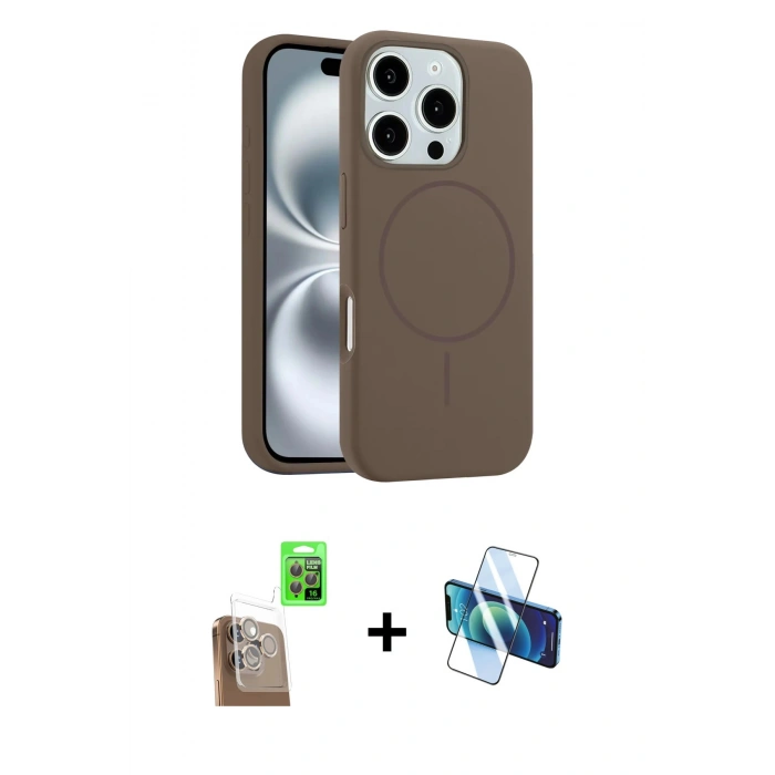 MARSİLYAN™- iPhone 16 Pro Max Kılıf Yankı Form Serisi - Siyah 3D Antistatik Cam Ekran Koruyucu + Raze Metal Kamera Lens - CLTM