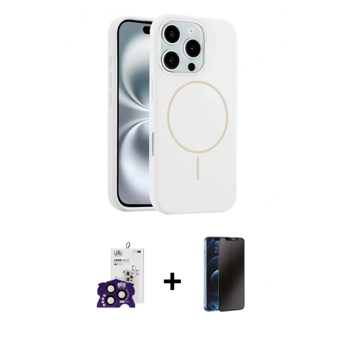 MARSİLYAN™- iPhone 16 Pro Max Kılıf Yankı Form Serisi - Siyah 3D Antistatik Hayalet Cam Ekran Koruyucu + Bilvis Titan Kamera Lens - SH
