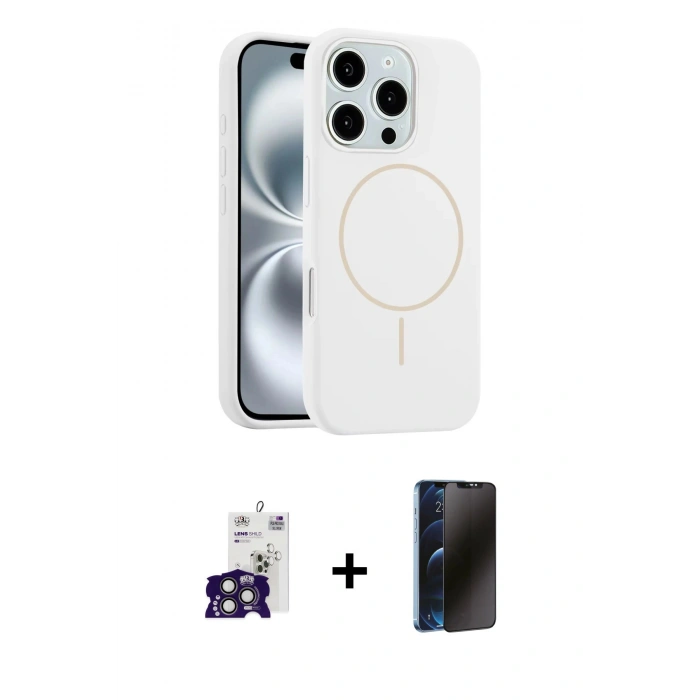 MARSİLYAN™- iPhone 16 Pro Max Kılıf Yankı Form Serisi - Siyah 3D Antistatik Hayalet Cam Ekran Koruyucu + Bilvis Titan Kamera Lens - TMGI