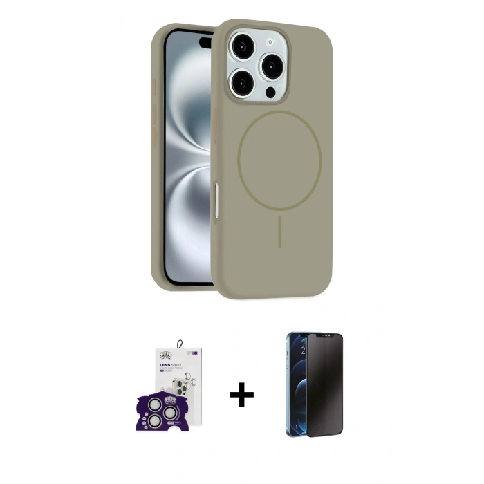 MARSİLYAN™- iPhone 16 Pro Max Kılıf Yankı Form Serisi - Siyah 3D Antistatik Hayalet Cam Ekran Koruyucu + Bilvis Titan Kamera Lens - GS