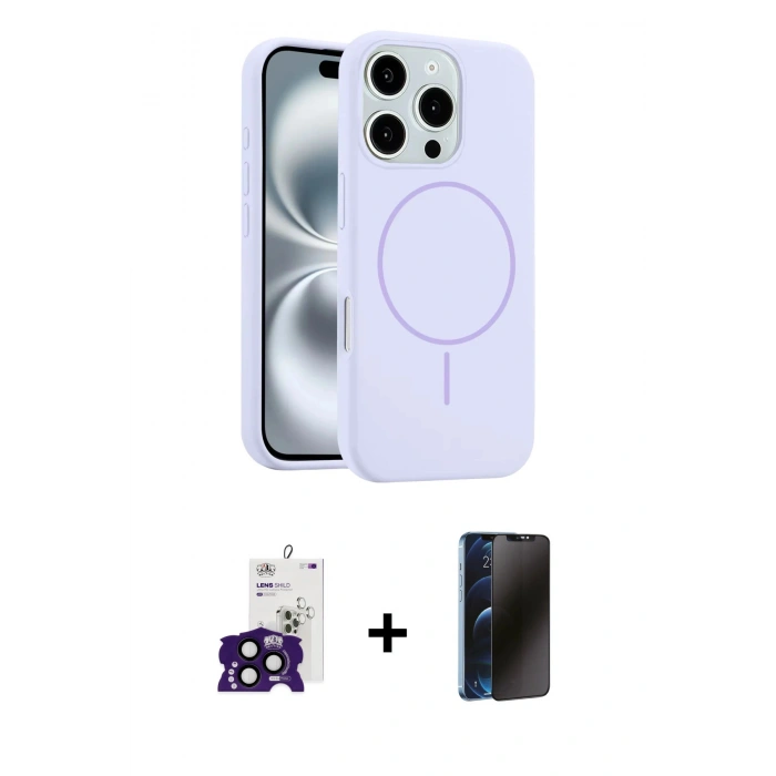 MARSİLYAN™- iPhone 16 Pro Max Kılıf Yankı Form Serisi - Siyah 3D Antistatik Hayalet Cam Ekran Koruyucu + Bilvis Titan Kamera Lens - SH
