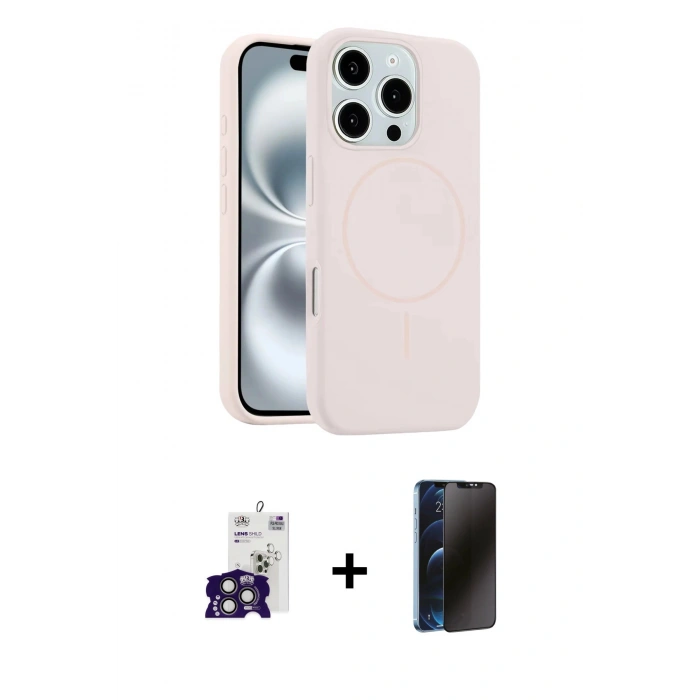 MARSİLYAN™- iPhone 16 Pro Max Kılıf Yankı Form Serisi - Siyah 3D Antistatik Hayalet Cam Ekran Koruyucu + Bilvis Titan Kamera Lens - TMGI
