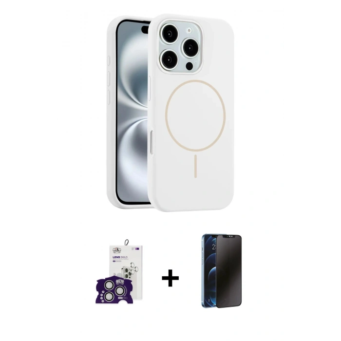 MARSİLYAN™- iPhone 16 Pro Max Kılıf Yankı Form Serisi - Siyah 3D Antistatik Hayalet Cam Ekran Koruyucu + Bilvis Titan Kamera Lens - GS