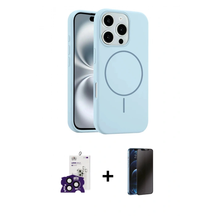 MARSİLYAN™- iPhone 16 Pro Max Kılıf Yankı Form Serisi - Siyah 3D Antistatik Hayalet Cam Ekran Koruyucu + Bilvis Titan Kamera Lens - SH