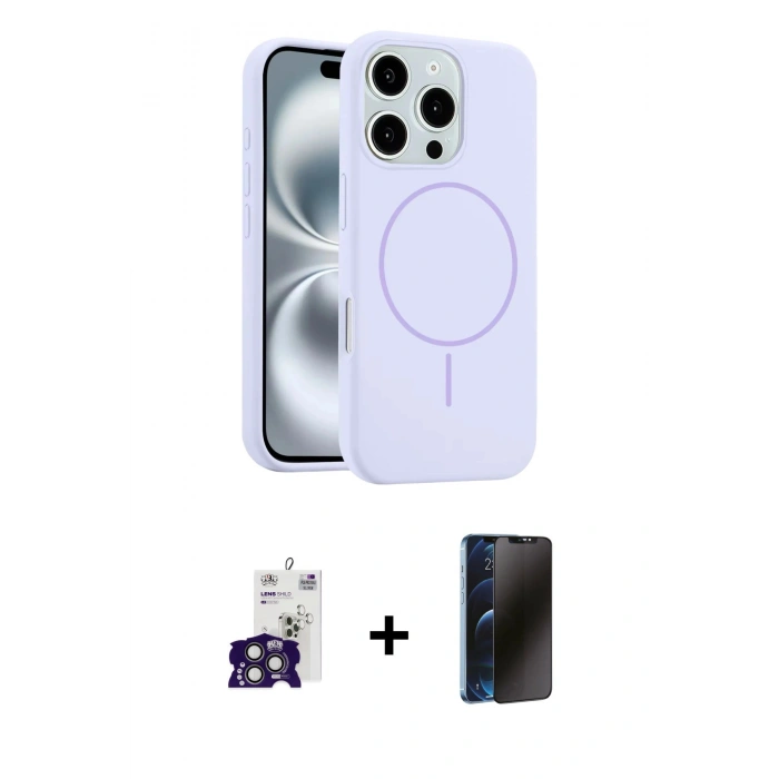 MARSİLYAN™- iPhone 16 Pro Max Kılıf Yankı Form Serisi - Siyah 3D Antistatik Hayalet Cam Ekran Koruyucu + Bilvis Titan Kamera Lens - TMGI
