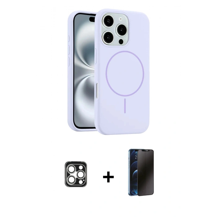 MARSİLYAN™- iPhone 16 Pro Max Kılıf Yankı Form Serisi - Siyah 3D Antistatik Hayalet Cam Ekran Koruyucu + PVD Metal Kamera Lens - GS