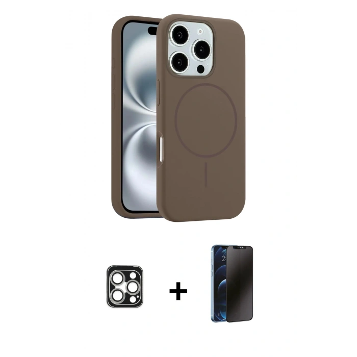 MARSİLYAN™- iPhone 16 Pro Max Kılıf Yankı Form Serisi - Siyah 3D Antistatik Hayalet Cam Ekran Koruyucu + PVD Metal Kamera Lens - GS