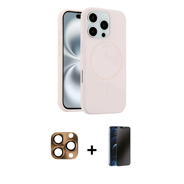 MARSİLYAN™- iPhone 16 Pro Max Kılıf Yankı Form Serisi - Siyah 3D Antistatik Hayalet Cam Ekran Koruyucu + Pers Alüminyum Kamera Lens - CLTM