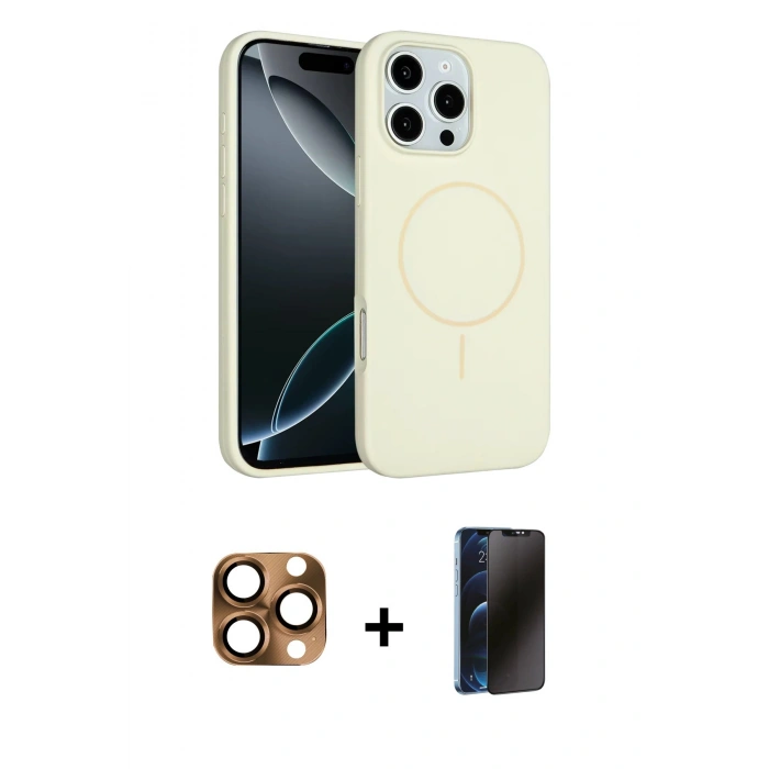 MARSİLYAN™- iPhone 16 Pro Max Kılıf Yankı Form Serisi - Siyah 3D Antistatik Hayalet Cam Ekran Koruyucu + Pers Alüminyum Kamera Lens - CLTM