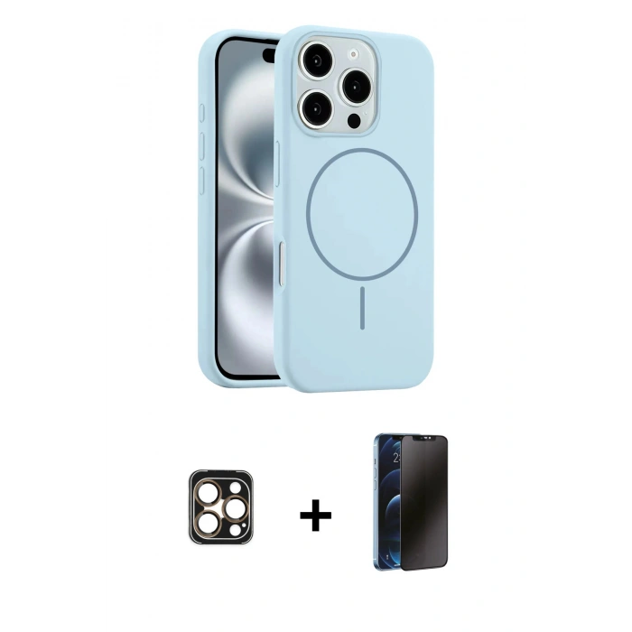 MARSİLYAN™- iPhone 16 Pro Max Kılıf Yankı Form Serisi - Siyah 3D Antistatik Hayalet Cam Ekran Koruyucu + PVD Metal Kamera Lens - GD