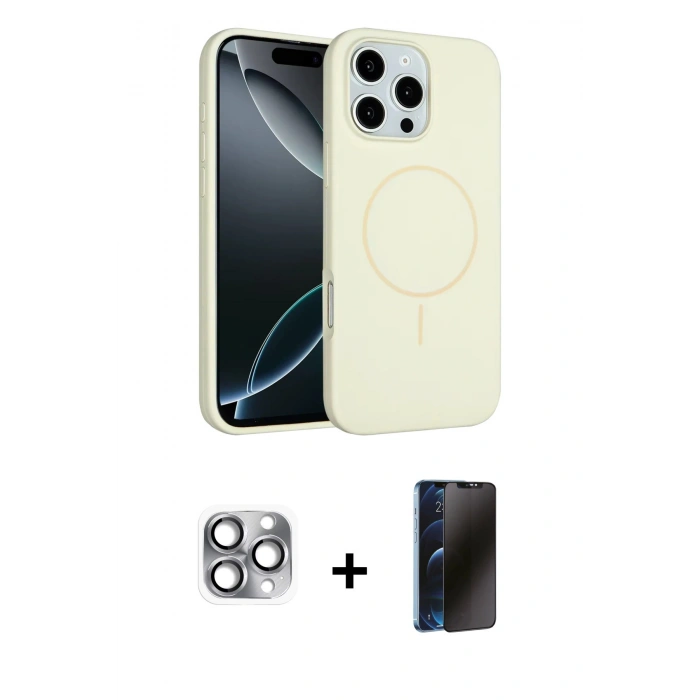 MARSİLYAN™- iPhone 16 Pro Max Kılıf Yankı Form Serisi - Siyah 3D Antistatik Hayalet Cam Ekran Koruyucu + Pers Alüminyum Kamera Lens - GI