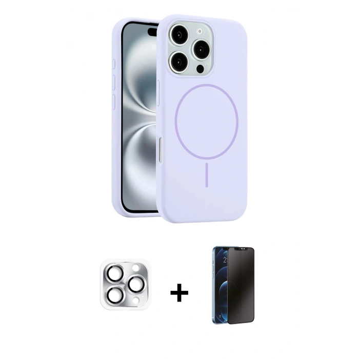 MARSİLYAN™- iPhone 16 Pro Max Kılıf Yankı Form Serisi - Siyah 3D Antistatik Hayalet Cam Ekran Koruyucu + Pers Alüminyum Kamera Lens - GS