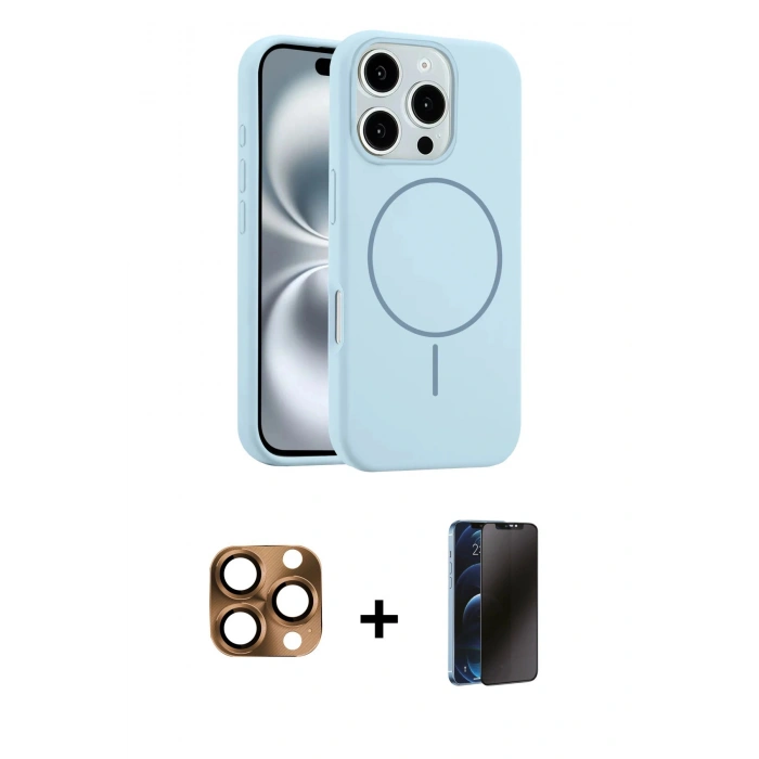 MARSİLYAN™- iPhone 16 Pro Max Kılıf Yankı Form Serisi - Siyah 3D Antistatik Hayalet Cam Ekran Koruyucu + Pers Alüminyum Kamera Lens - CLTM