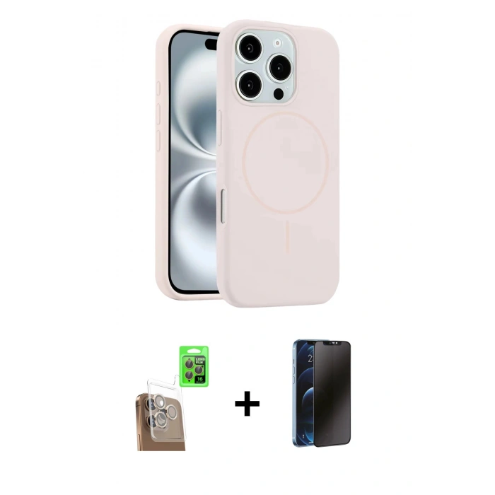 MARSİLYAN™- iPhone 16 Pro Max Kılıf Yankı Form Serisi - Siyah 3D Antistatik Hayalet Cam Ekran Koruyucu + Raze Metal Kamera Lens - CLTM