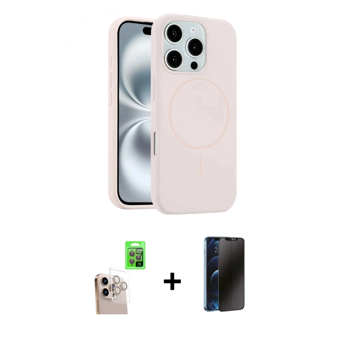 MARSİLYAN™- iPhone 16 Pro Max Kılıf Yankı Form Serisi - Siyah 3D Antistatik Hayalet Cam Ekran Koruyucu + Raze Metal Kamera Lens - NLGY