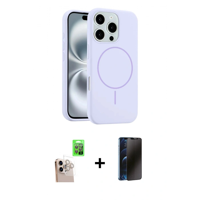 MARSİLYAN™- iPhone 16 Pro Max Kılıf Yankı Form Serisi - Siyah 3D Antistatik Hayalet Cam Ekran Koruyucu + Raze Metal Kamera Lens - NLGY