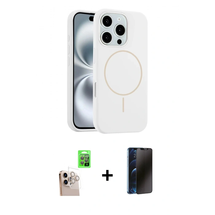 MARSİLYAN™- iPhone 16 Pro Max Kılıf Yankı Form Serisi - Siyah 3D Antistatik Hayalet Cam Ekran Koruyucu + Raze Metal Kamera Lens - NLGY