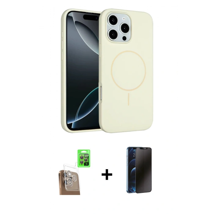 MARSİLYAN™- iPhone 16 Pro Max Kılıf Yankı Form Serisi - Siyah 3D Antistatik Hayalet Cam Ekran Koruyucu + Raze Metal Kamera Lens - CLTM